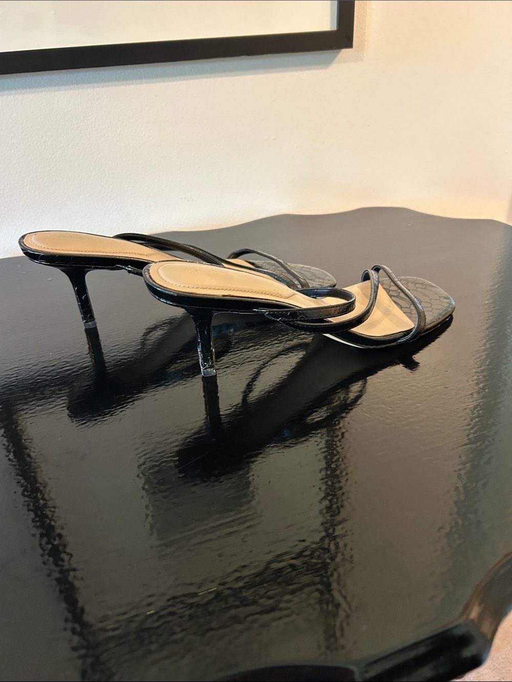 Aldo Black Strappy Slide Sandals Kitten Heels Size 8 - Picture 4 of 7